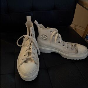 Cream high top converse